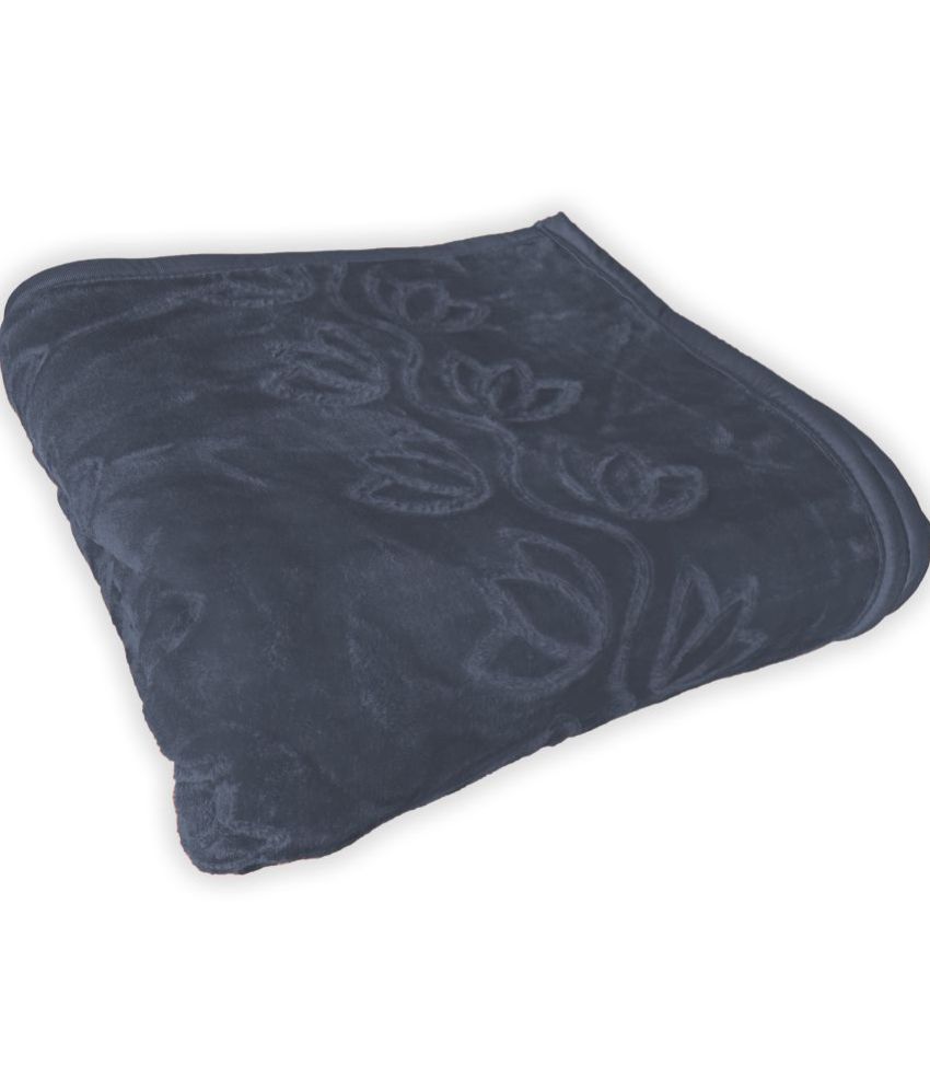     			CG HOMES - Mink Floral Double Blanket ( 200 cm x 205 cm ) Pack of 1 - Grey