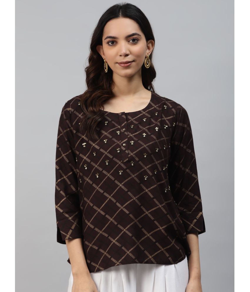     			HIGHLIGHT FASHION EXPORT - Brown Rayon Women's Regular Top ( Pack of 1 )