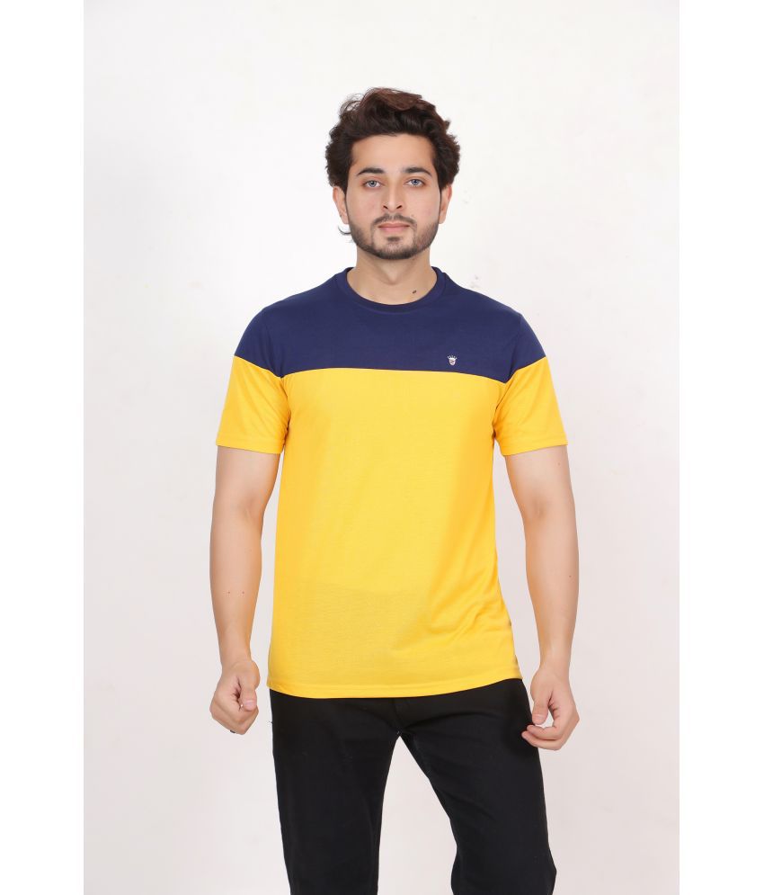     			RELANE Cotton Blend Regular Fit Colorblock Half Sleeves Men's T-Shirt - Yellow ( Pack of 1 )