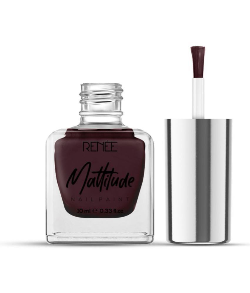     			RENEE Mattitude Nail Paint - Mega Maroon, Quick Drying, Matte Finish, Long Lasting,10ml