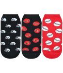 Balenzia - Cotton Blend Men's Printed Black Low Cut Socks ( Pack of 3 )