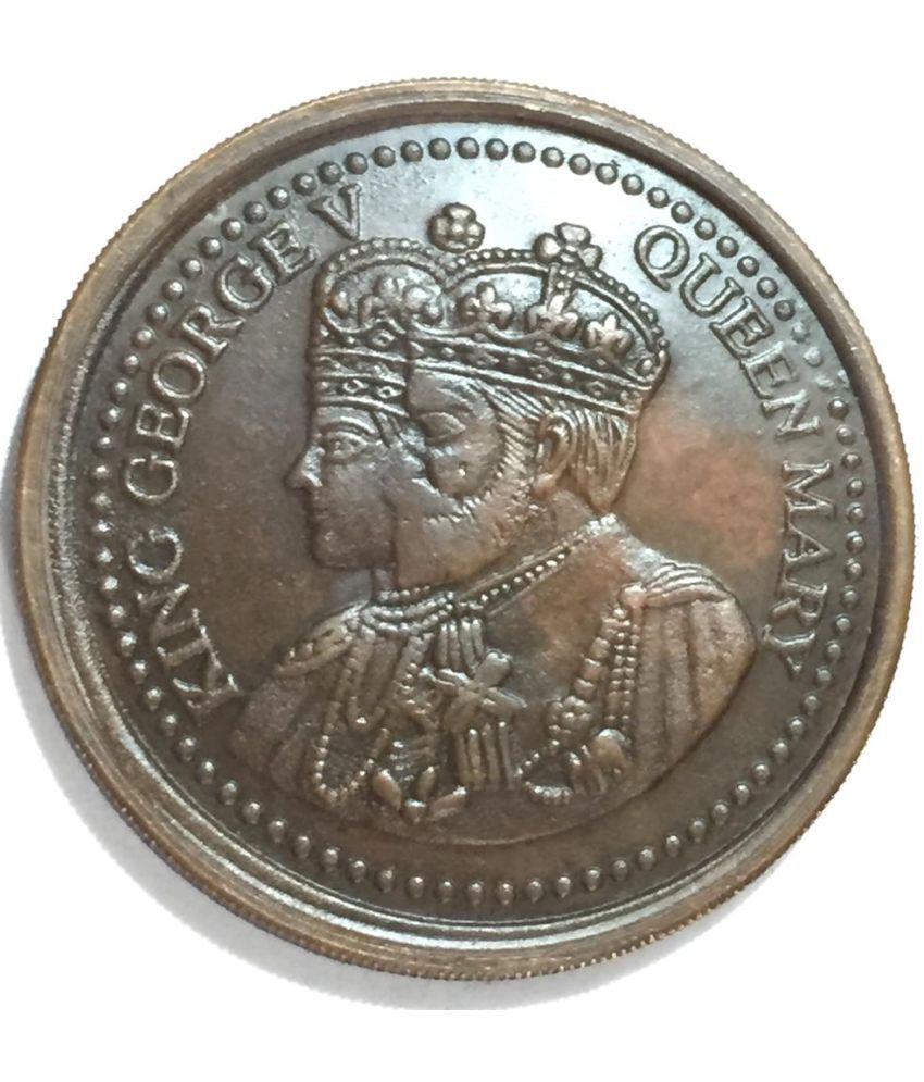     			1818 One Anna weight 50g King George V  Queen Mary Big Size Token Coin