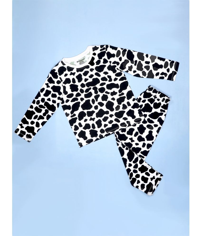     			Be Awara Cow Patch Pattern Full Sleeves T-Shirt & Pajama Set