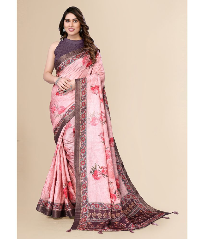     			FABMORA Cotton Silk Embellished Saree With Blouse Piece - Wine ( Pack of 1 )