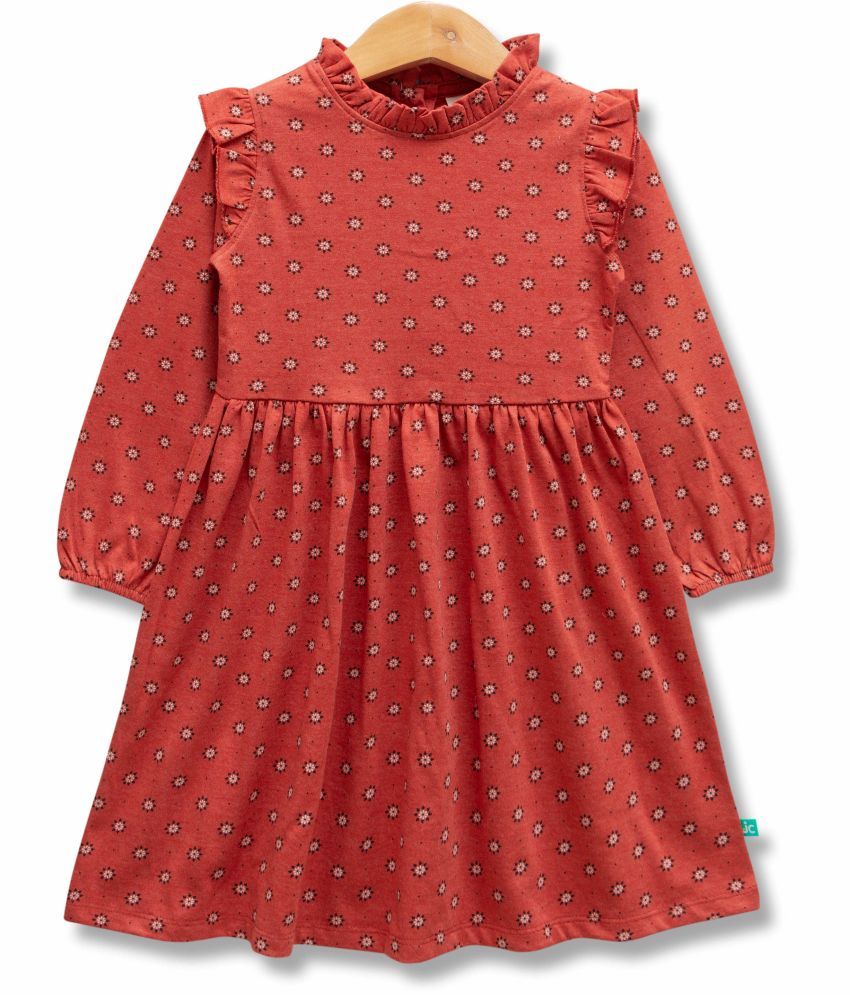     			Juscubs - Maroon Cotton Girls Fit And Flare Dress ( Pack of 1 )