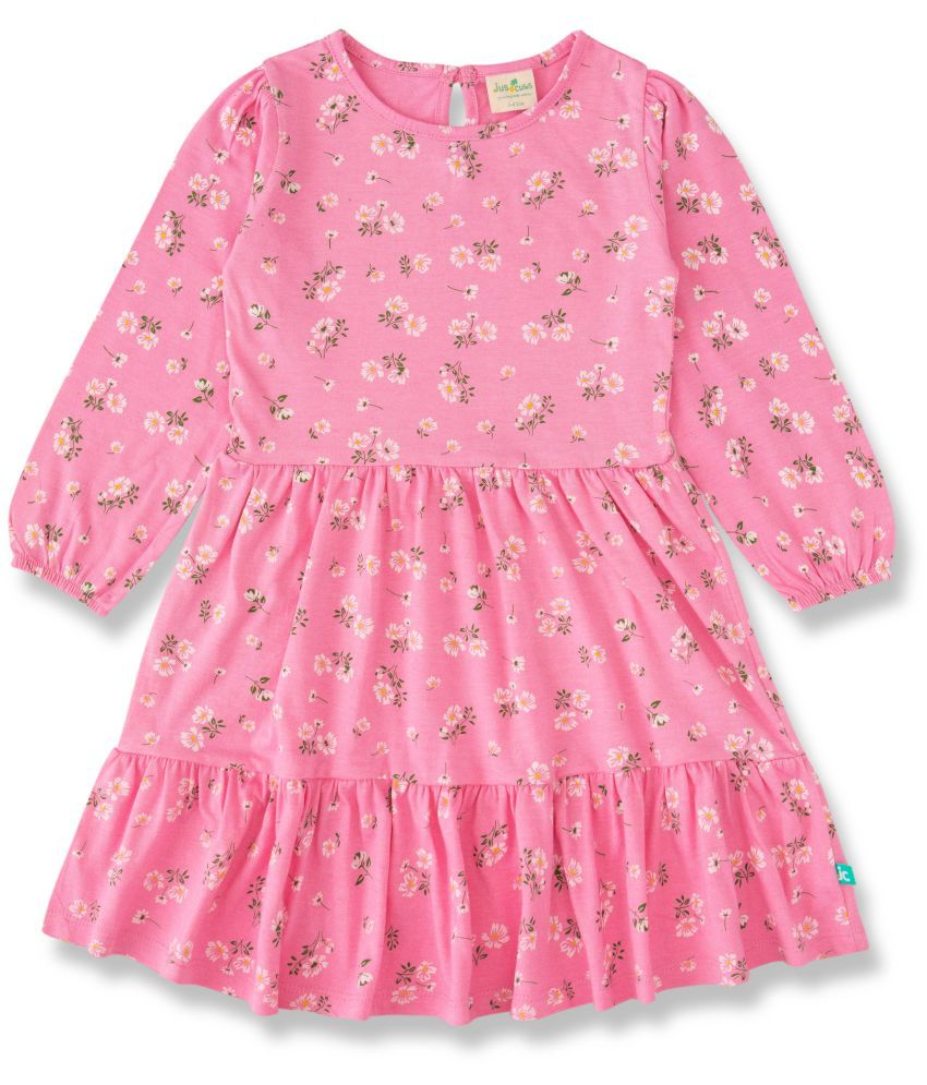     			Juscubs - Pink Cotton Girls Fit And Flare Dress ( Pack of 1 )
