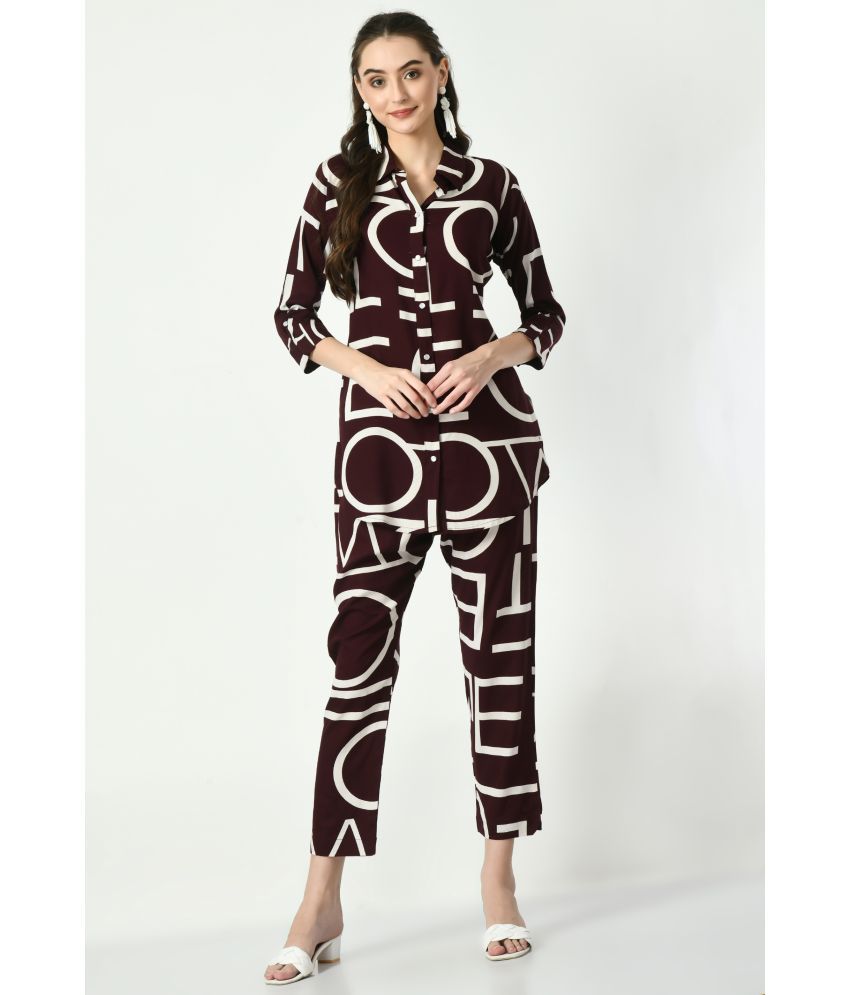     			MAURYA Women's Full Length Co ord Set Wine Co ords Women Shirt and Pant Co ord Sets for Women