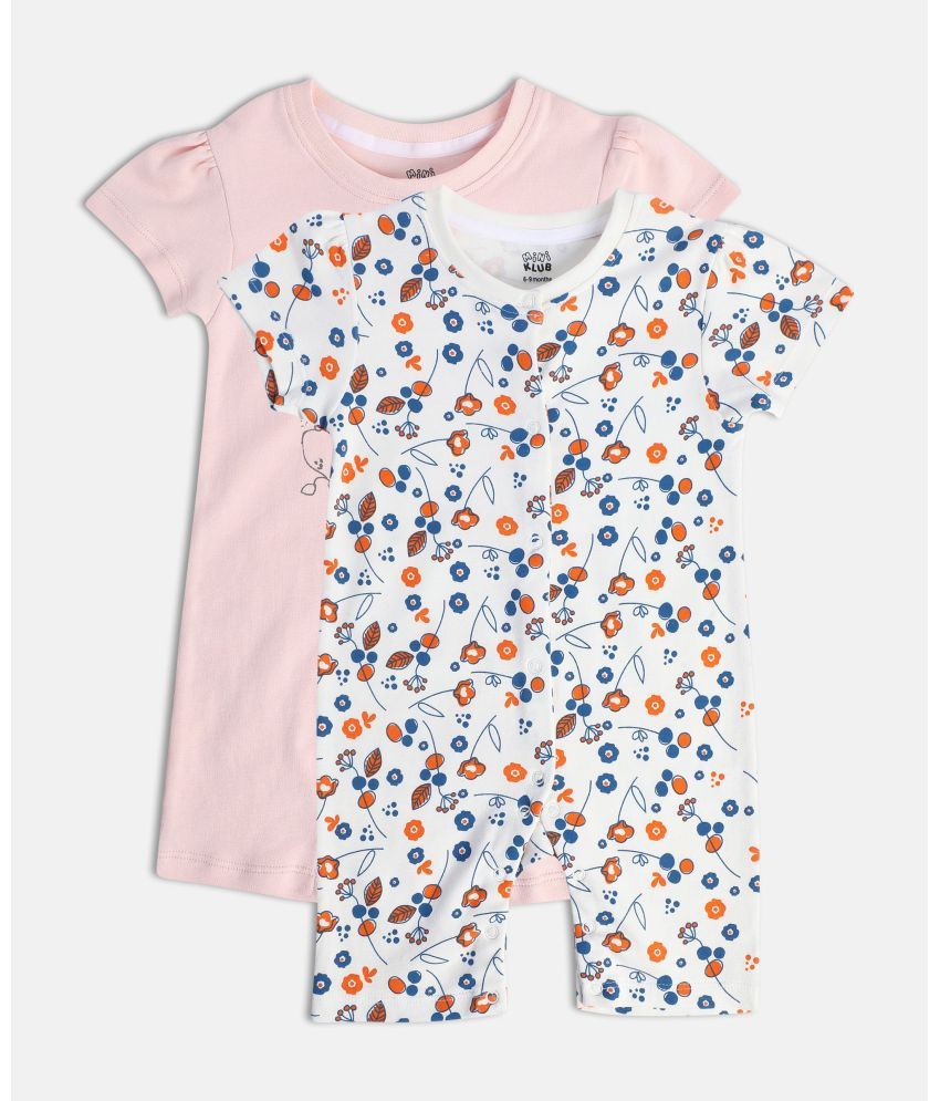     			MINI KLUB - Multi Color Cotton Rompers For Baby Girl ( Pack of 1 )