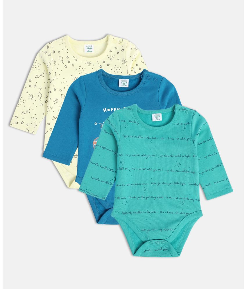     			MINI KLUB - Multi Color Cotton Bodysuit For Baby Boy ( Pack of 3 )