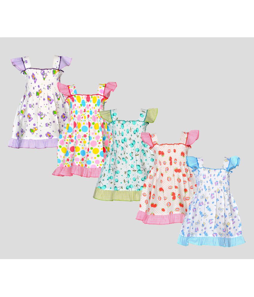     			Sathiyas - Multi Cotton Baby Girl Frock ( Pack of 5 )