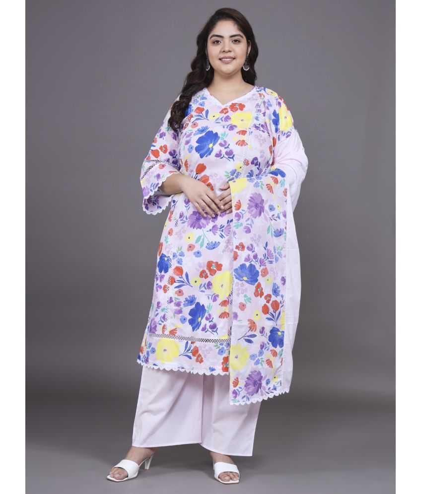     			Tissu Cotton Printed Kurti With Palazzo Women's Stitched Salwar Suit - Multicolor ( Pack of 1 )