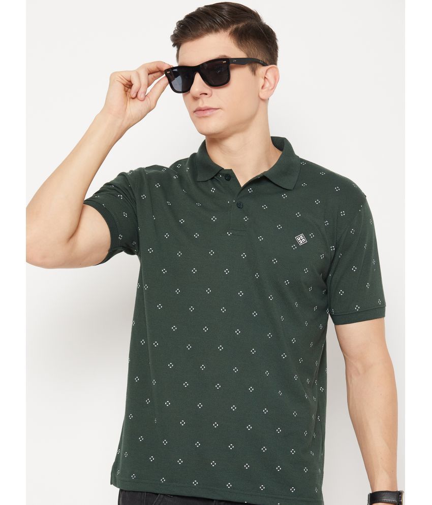     			UBX Pack of 1 Cotton Blend Regular Fit Printed Half Sleeves Men's Polo T Shirt ( Olive )