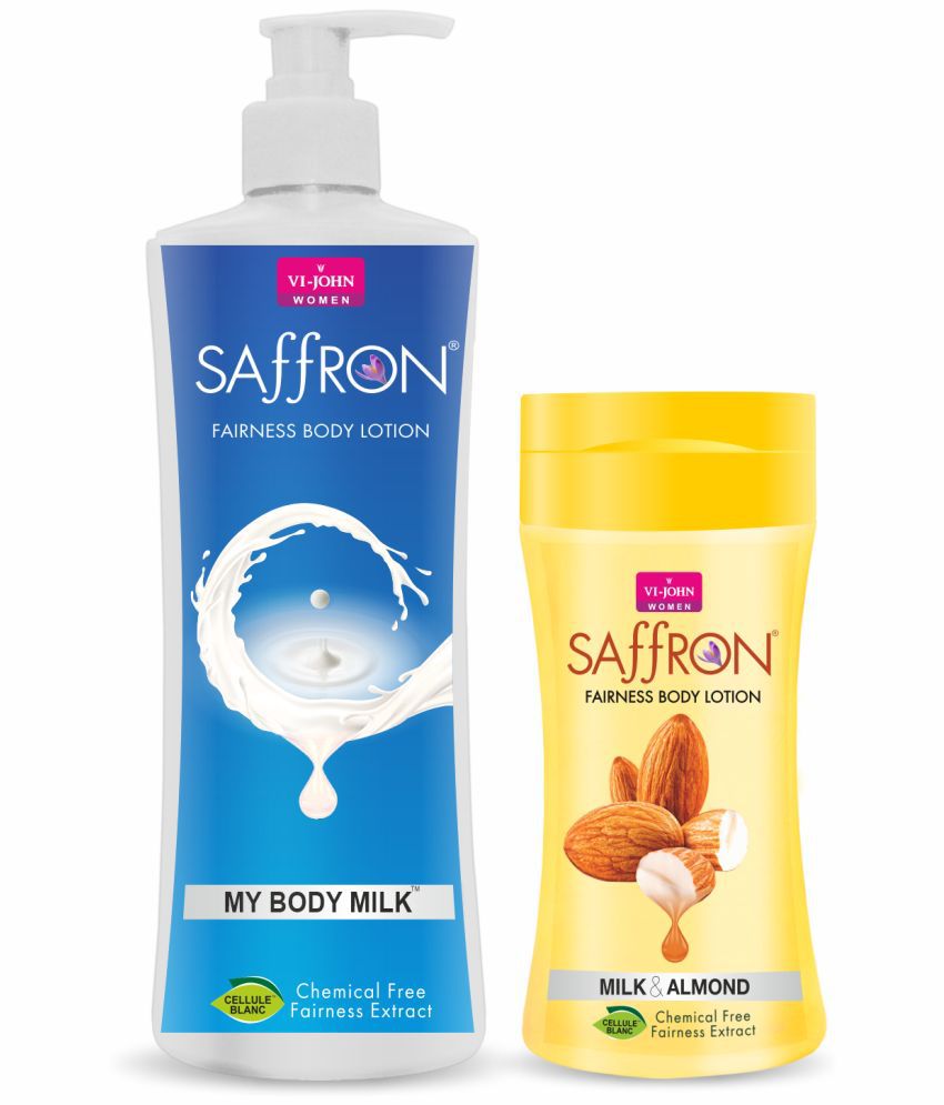     			VIJOHN Saffron Body Milk 400ml & Milk Almond 250ml Fairness Chemical Free Body Lotion  Pack of 2