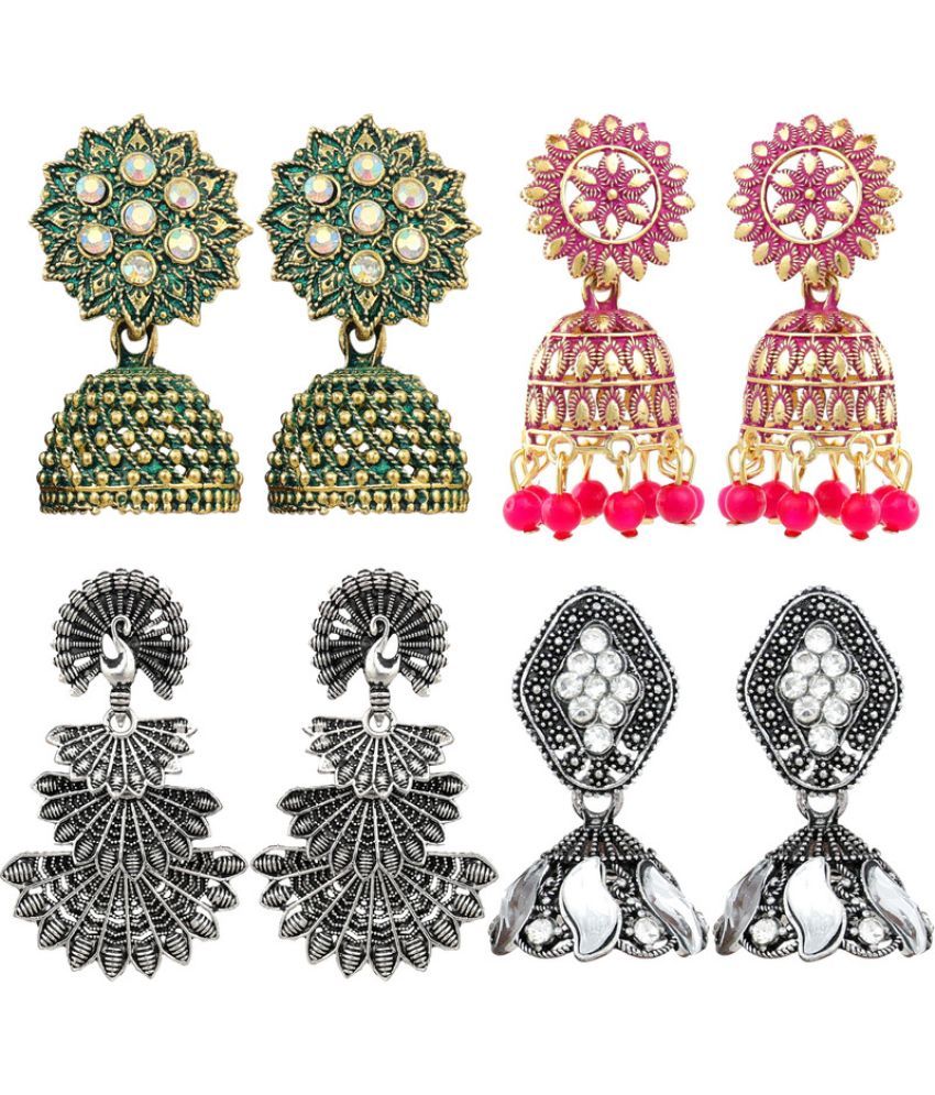     			FASHION FRILL - Multi Color Jhumki Earrings ( Pack of 4 )