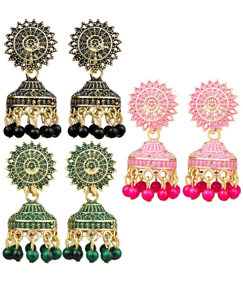     			FASHION FRILL - Multi Color Jhumki Earrings ( Pack of 3 )