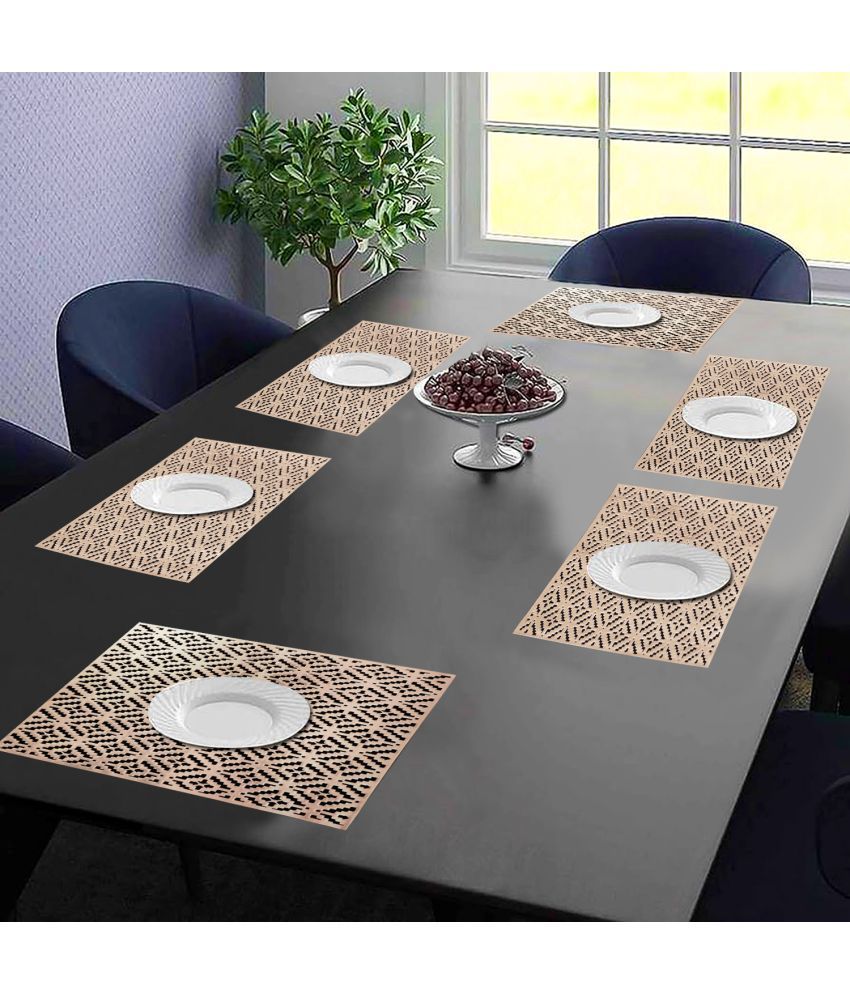     			PVC Abstract Printed Rectangle Table Mats ( 45 cm x 30 cm ) Pack of 6 - Gold