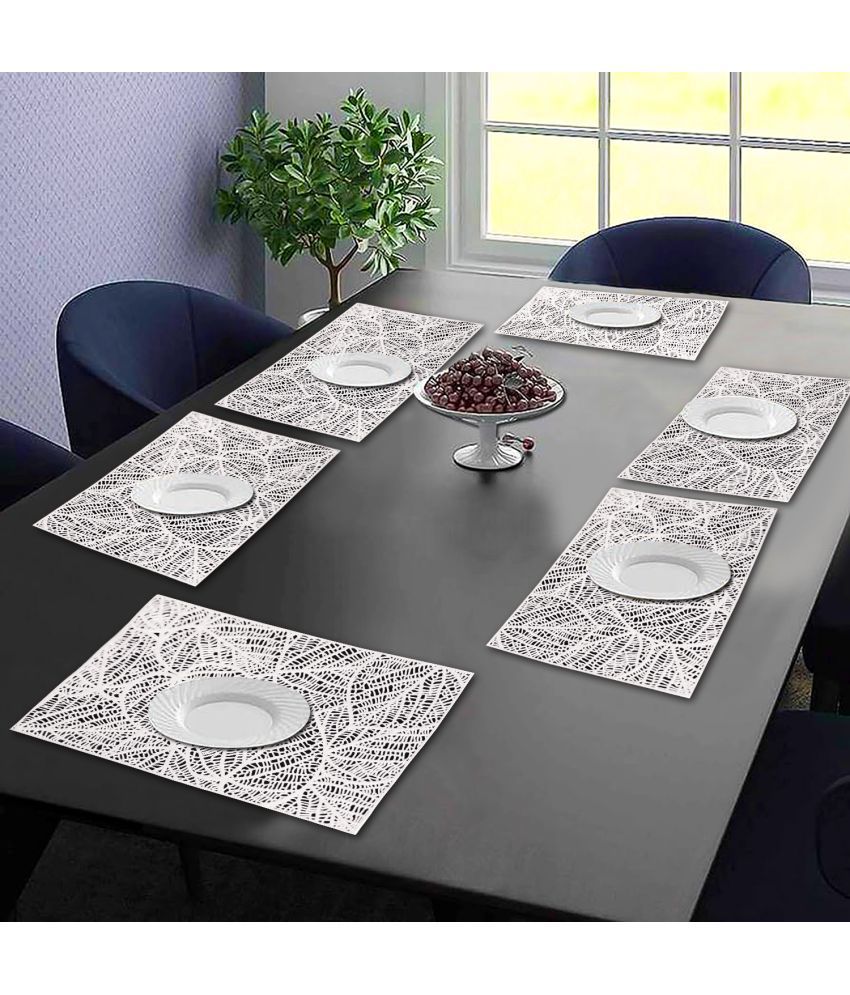     			HOMETALES PVC Abstract Printed Rectangle Table Mats ( 45 cm x 30 cm ) Pack of 6 - Silver