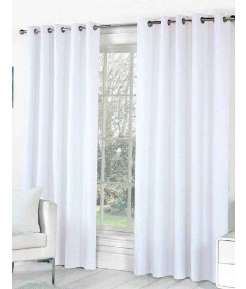     			N2C Home Solid Semi-Transparent Eyelet Curtain 5 ft ( Pack of 2 ) - White