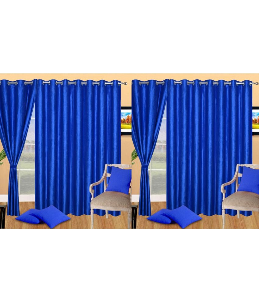     			N2C Home Solid Semi-Transparent Eyelet Curtain 5 ft ( Pack of 4 ) - Blue