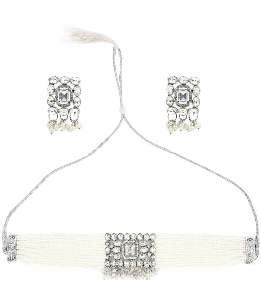     			PUJVI - White Alloy Necklace Set ( Pack of 1 )