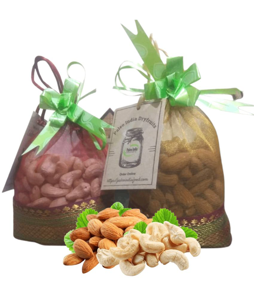    			Paleo India 400g Gifts Potli Dry Fruits Gifts Pack|Cashews Kaju 200g Almonds Badam 200g