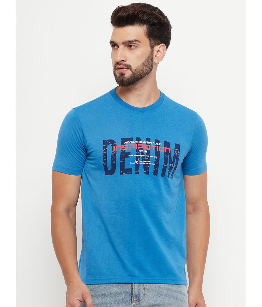     			RELANE Cotton Blend Regular Fit Printed Half Sleeves Men's T-Shirt - Blue ( Pack of 1 )