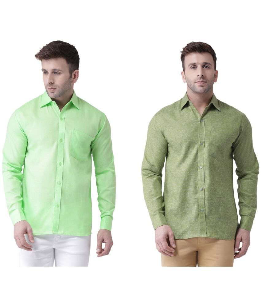    			RIAG Cotton Blend Regular Fit Solids Full Sleeves Men's Casual Shirt - Green ( Pack of 2 )