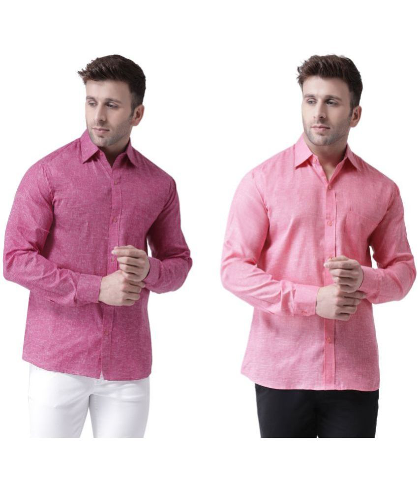     			RIAG Cotton Blend Regular Fit Self Design Full Sleeves Men's Casual Shirt - Purple ( Pack of 2 )