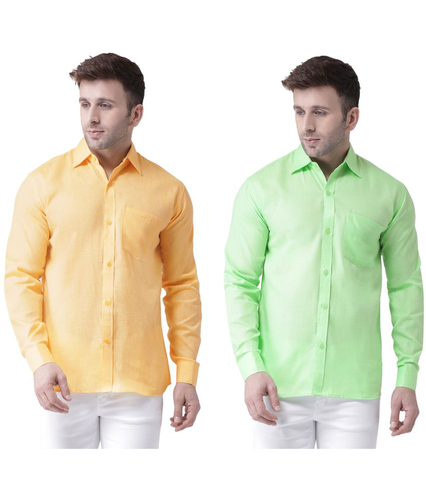     			RIAG Cotton Blend Regular Fit Solids Full Sleeves Men's Casual Shirt - Yellow ( Pack of 2 )