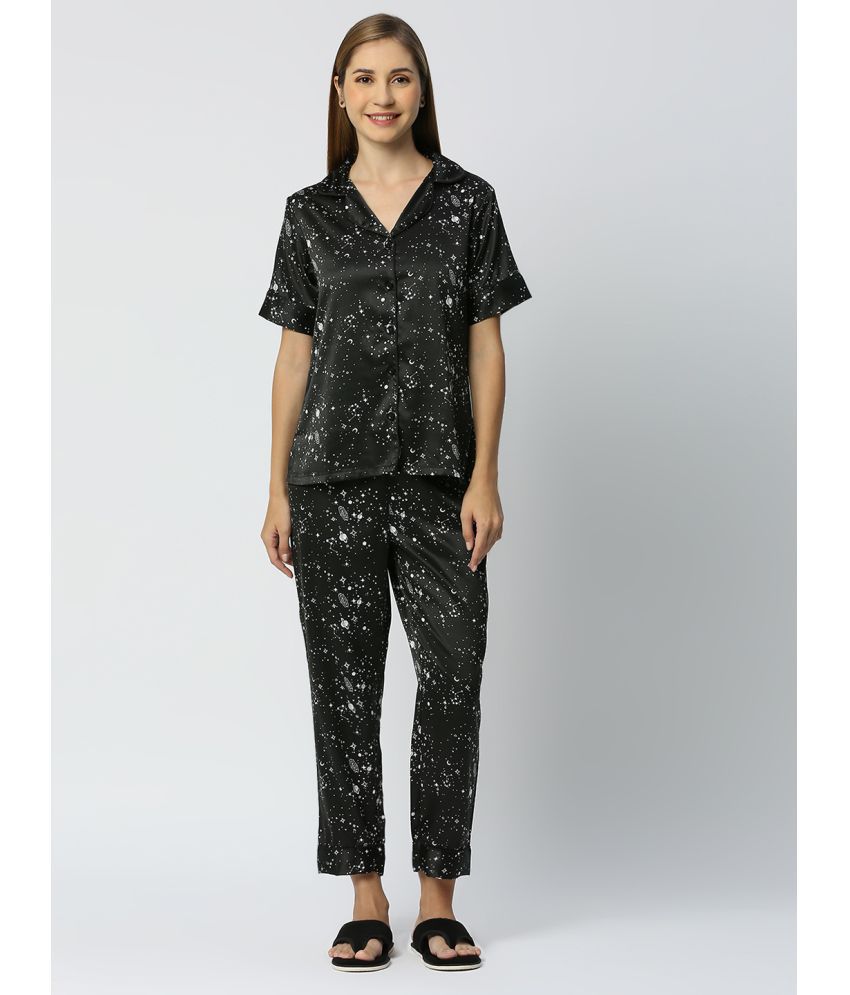     			Smarty Pants - Black Satin Women's Nightwear Nightsuit Sets ( Pack of 1 )