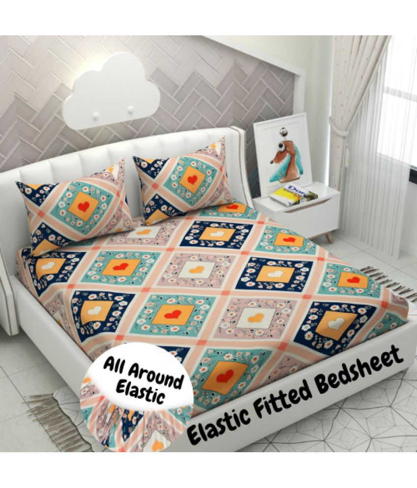     			Apala Microfibre Abstract 1 Bedsheet with 2 Pillow Covers - Multi