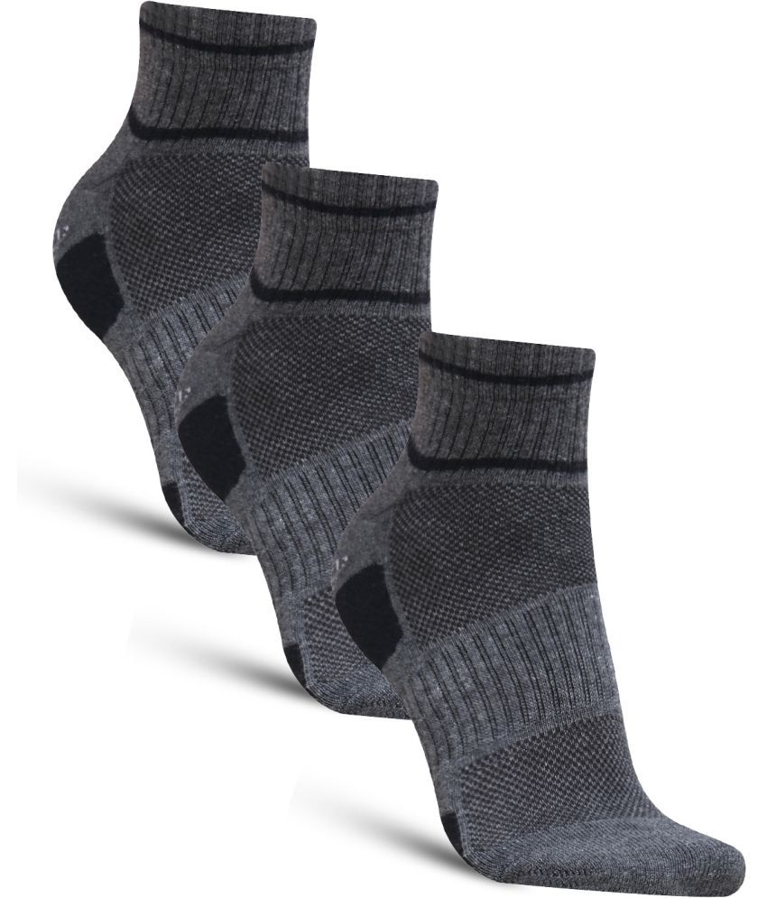     			Dollar - Cotton Men's Self Design Light Grey Ankle Length Socks ( Pack of 3 )