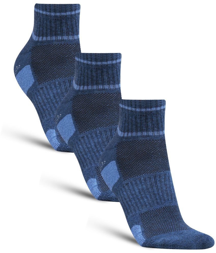     			Dollar - Cotton Men's Self Design Blue Ankle Length Socks ( Pack of 3 )