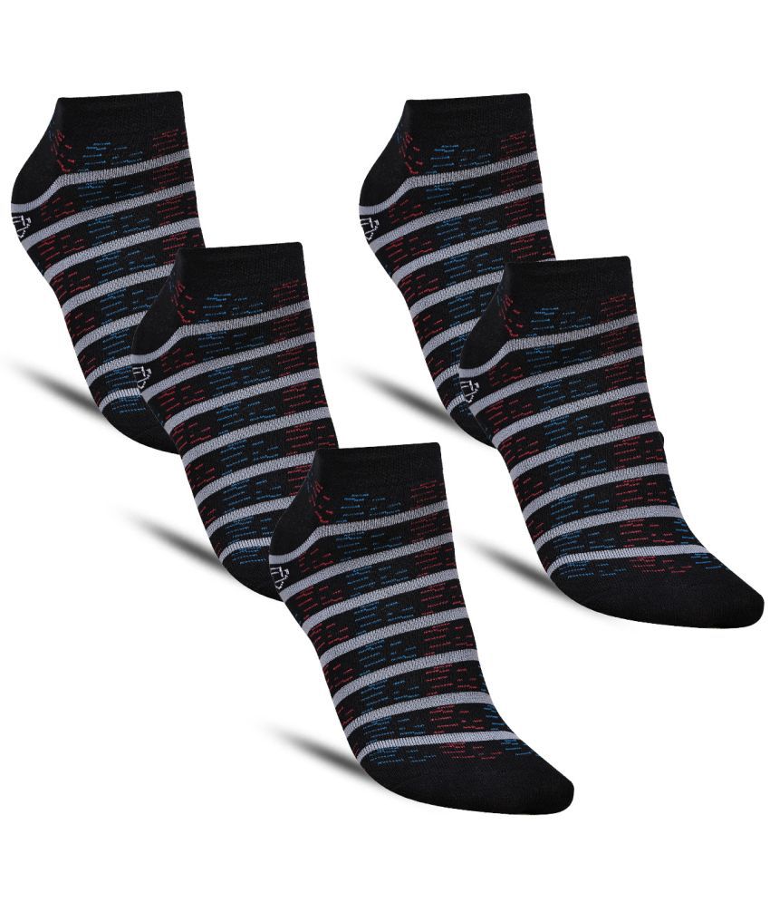     			Dollar - Cotton Men's Striped Black Low Ankle Socks ( Pack of 5 )