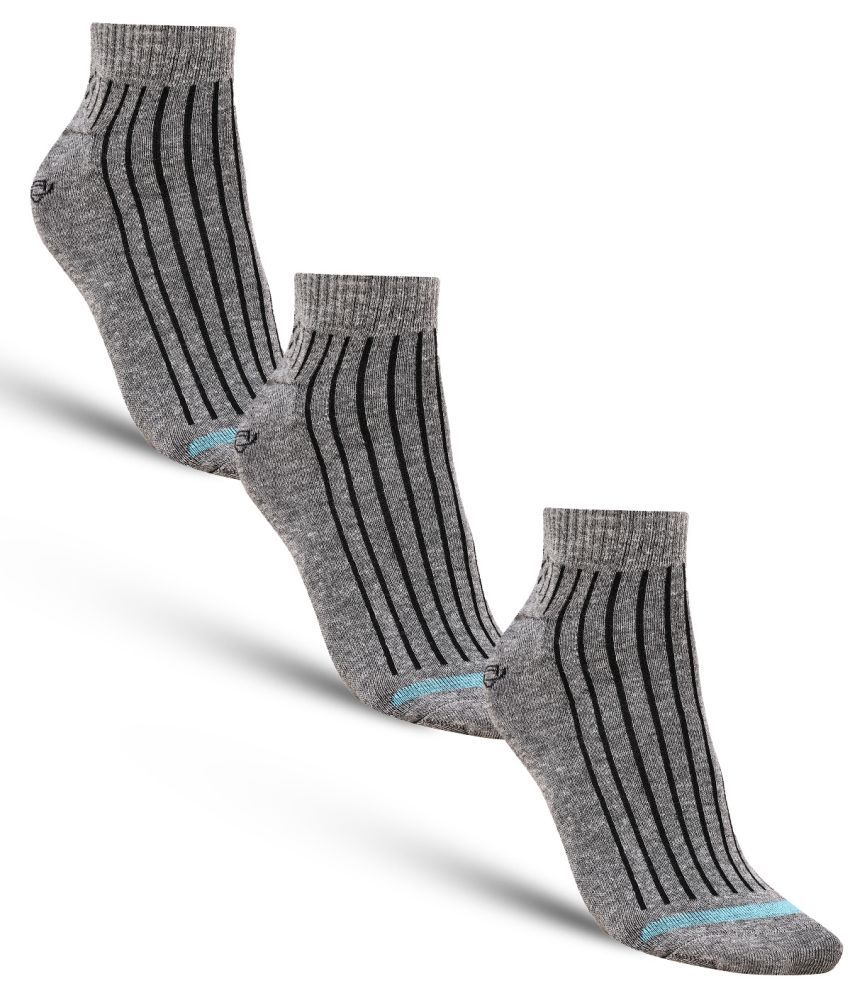     			Dollar - Cotton Men's Striped Grey Melange Ankle Length Socks ( Pack of 3 )