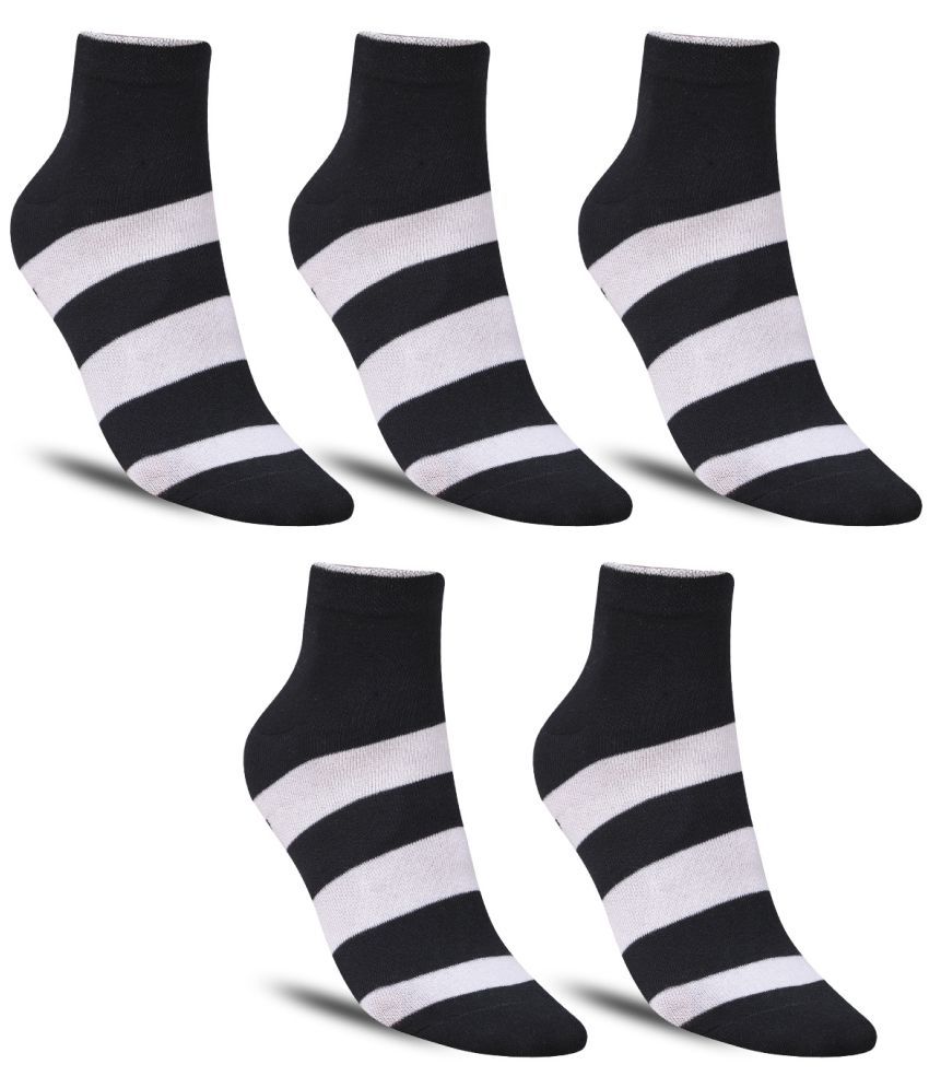     			Dollar - Cotton Men's Striped Black Ankle Length Socks ( Pack of 5 )