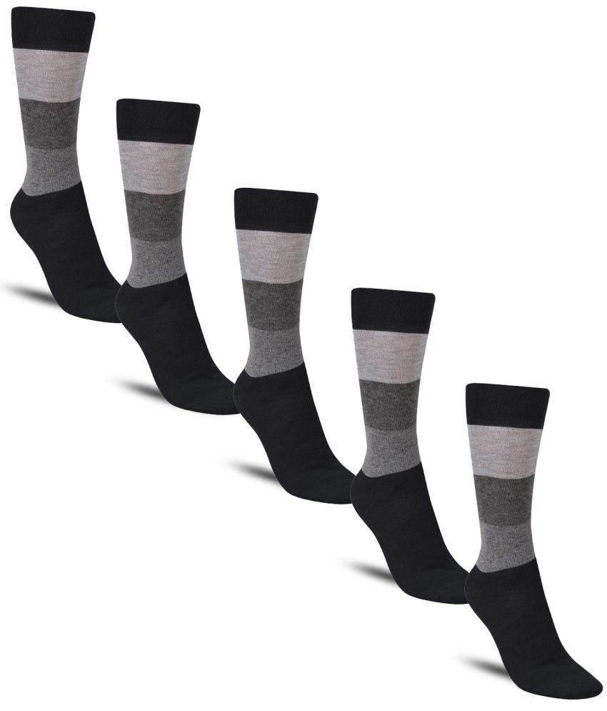     			Dollar - Cotton Men's Striped Black Full Length Socks ( Pack of 5 )