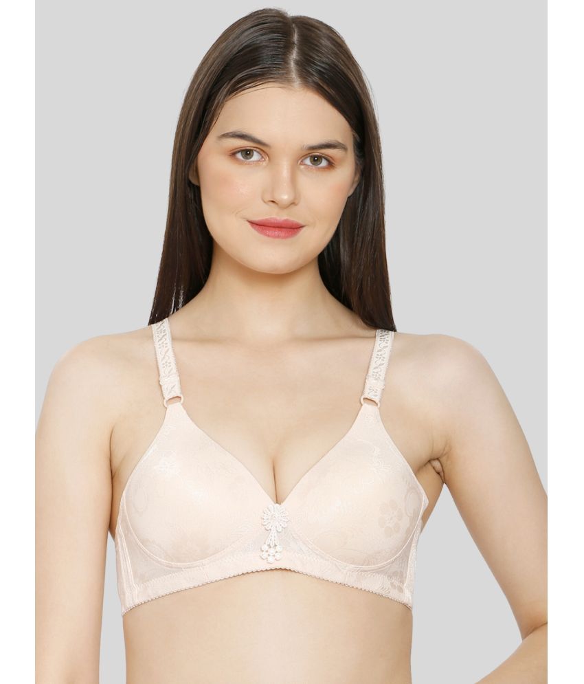     			ILRASO Cotton Blend Lightly Padded Women's T-Shirt Bra ( Beige )