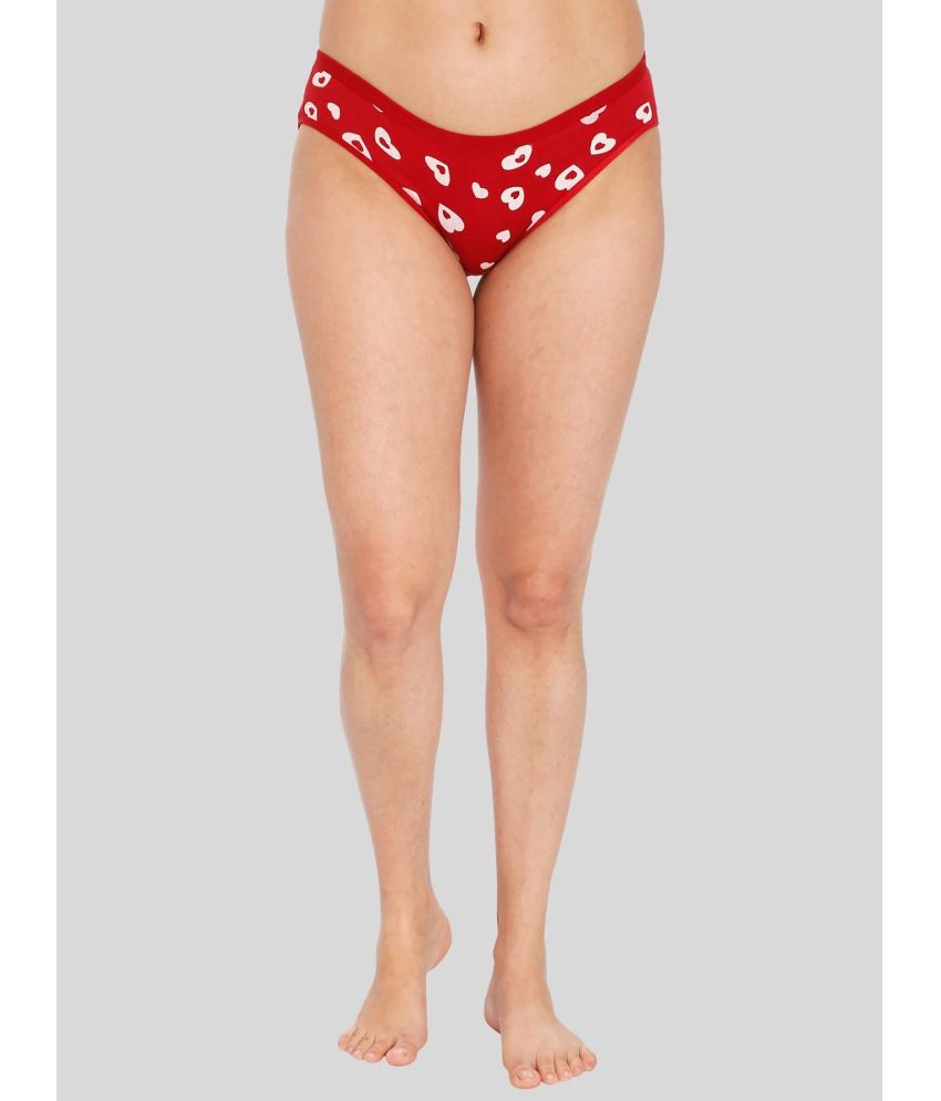     			ILRASO - Red Cotton Printed Women's Bikini ( Pack of 1 )