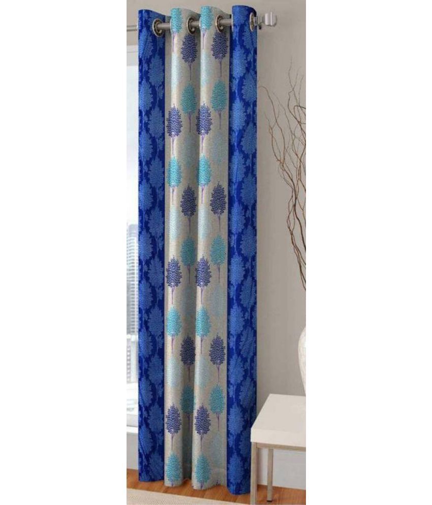     			N2C Home Floral Semi-Transparent Eyelet Curtain 7 ft ( Pack of 1 ) - Blue