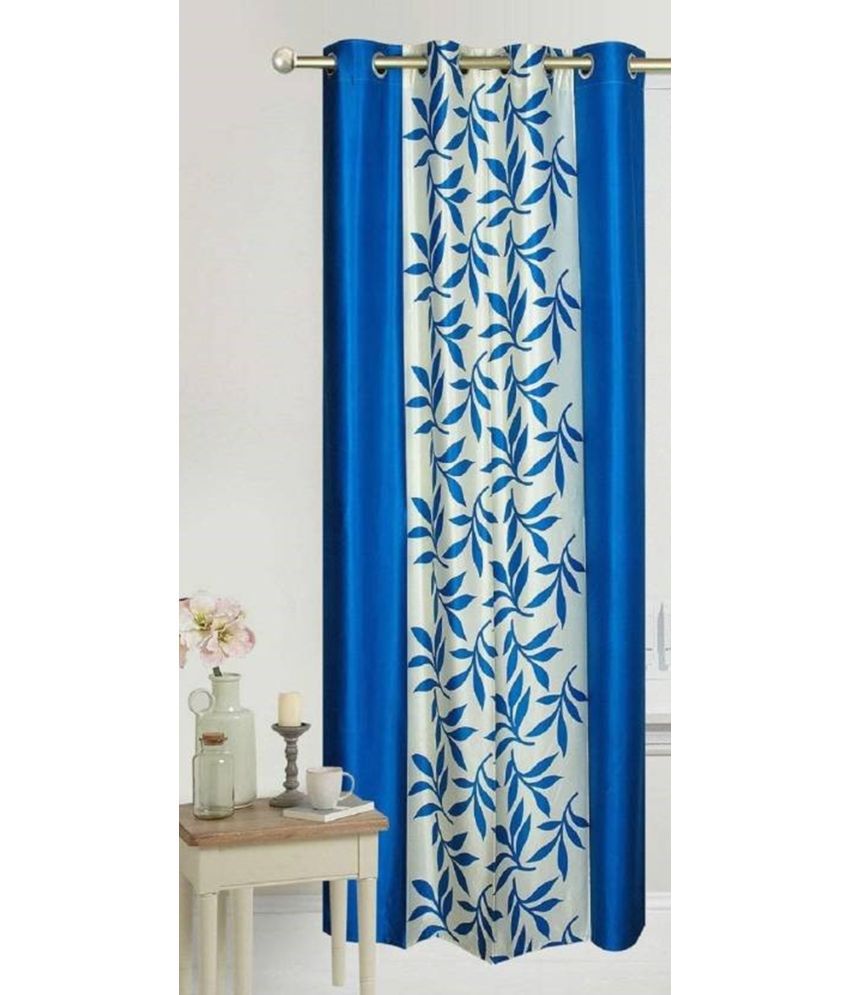     			N2C Home Floral Semi-Transparent Eyelet Curtain 9 ft ( Pack of 1 ) - Teal