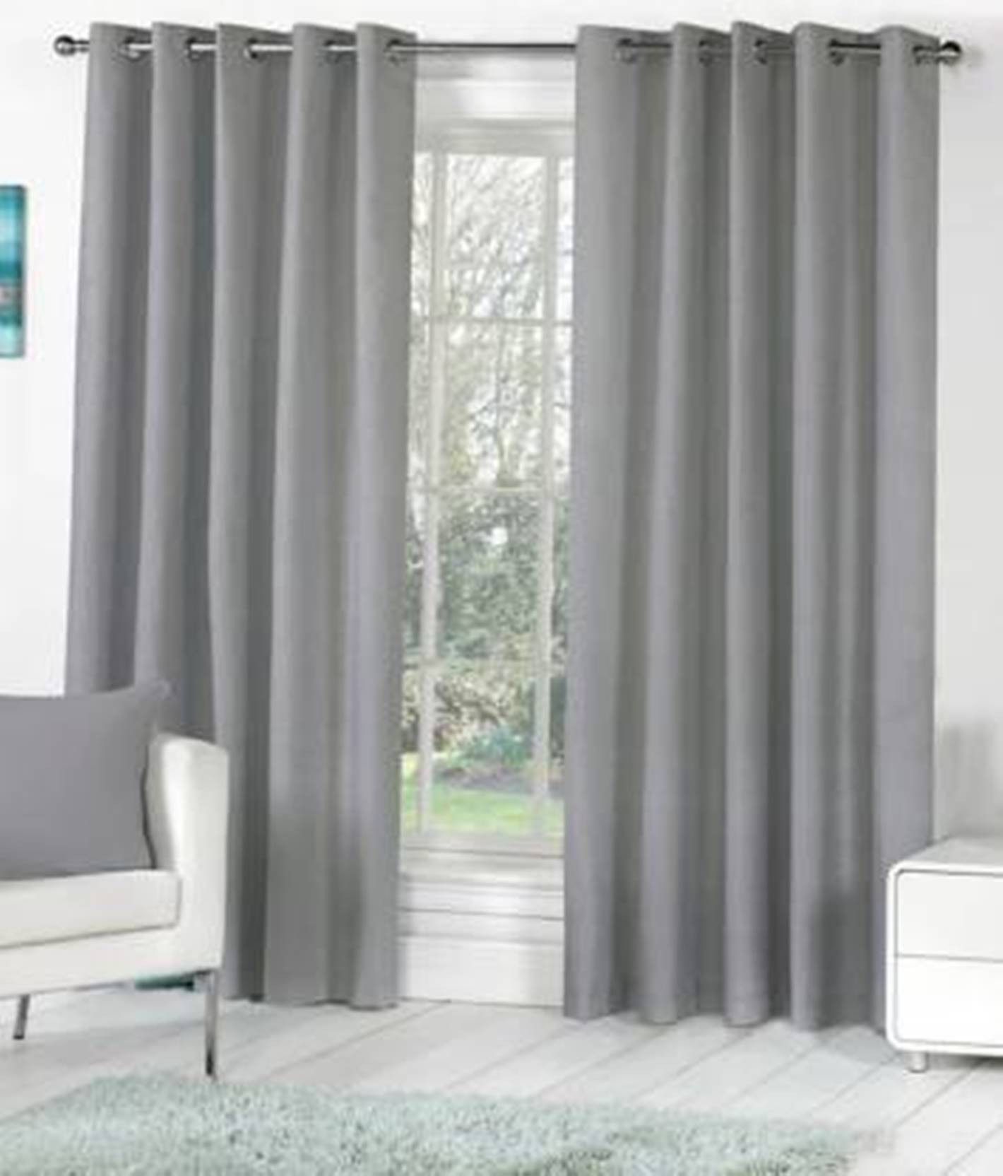     			N2C Home Solid Semi-Transparent Eyelet Curtain 7 ft ( Pack of 2 ) - Dark Grey