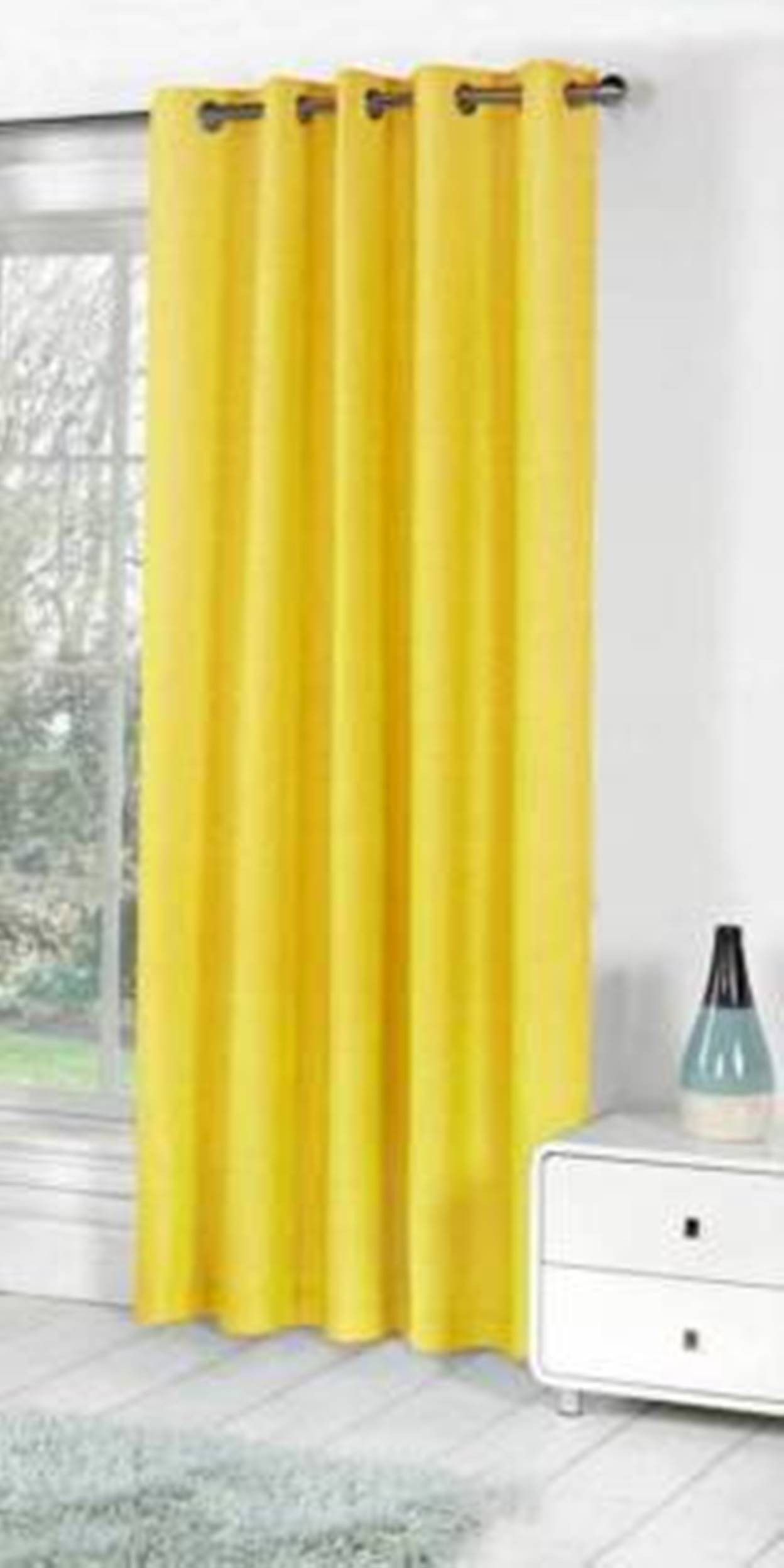     			N2C Home Solid Semi-Transparent Eyelet Curtain 7 ft ( Pack of 1 ) - Yellow