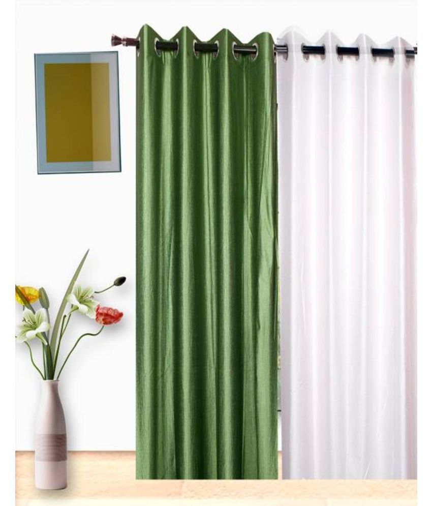     			N2C Home Solid Semi-Transparent Eyelet Curtain 5 ft ( Pack of 2 ) - Multicolor