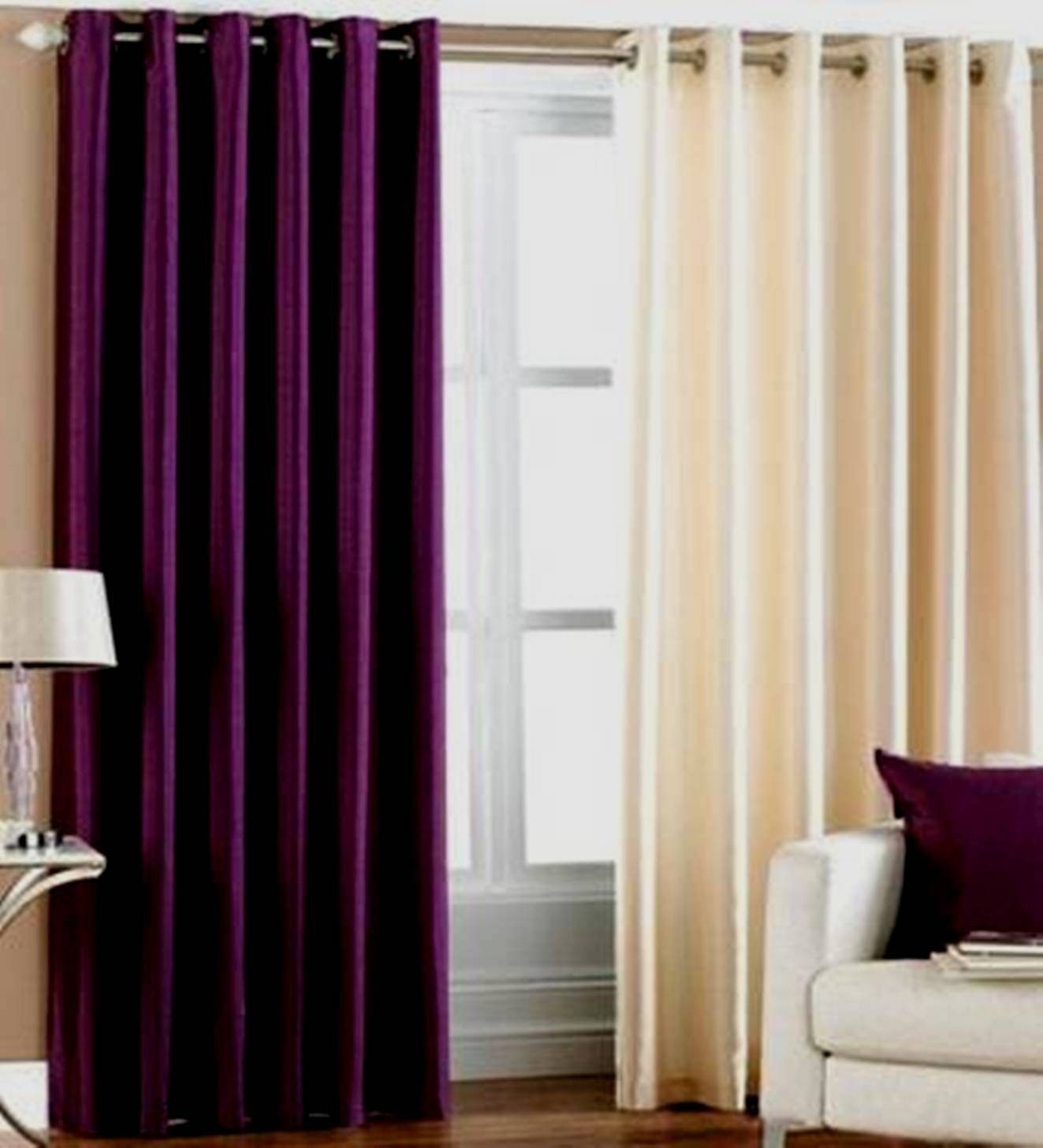     			N2C Home Solid Semi-Transparent Eyelet Curtain 5 ft ( Pack of 2 ) - Purple