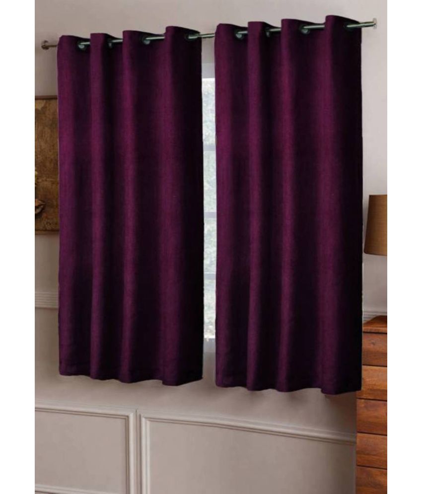     			N2C Home Solid Semi-Transparent Eyelet Curtain 5 ft ( Pack of 2 ) - Purple