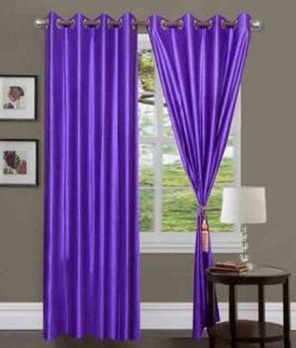     			N2C Home Solid Semi-Transparent Eyelet Curtain 7 ft ( Pack of 2 ) - Purple