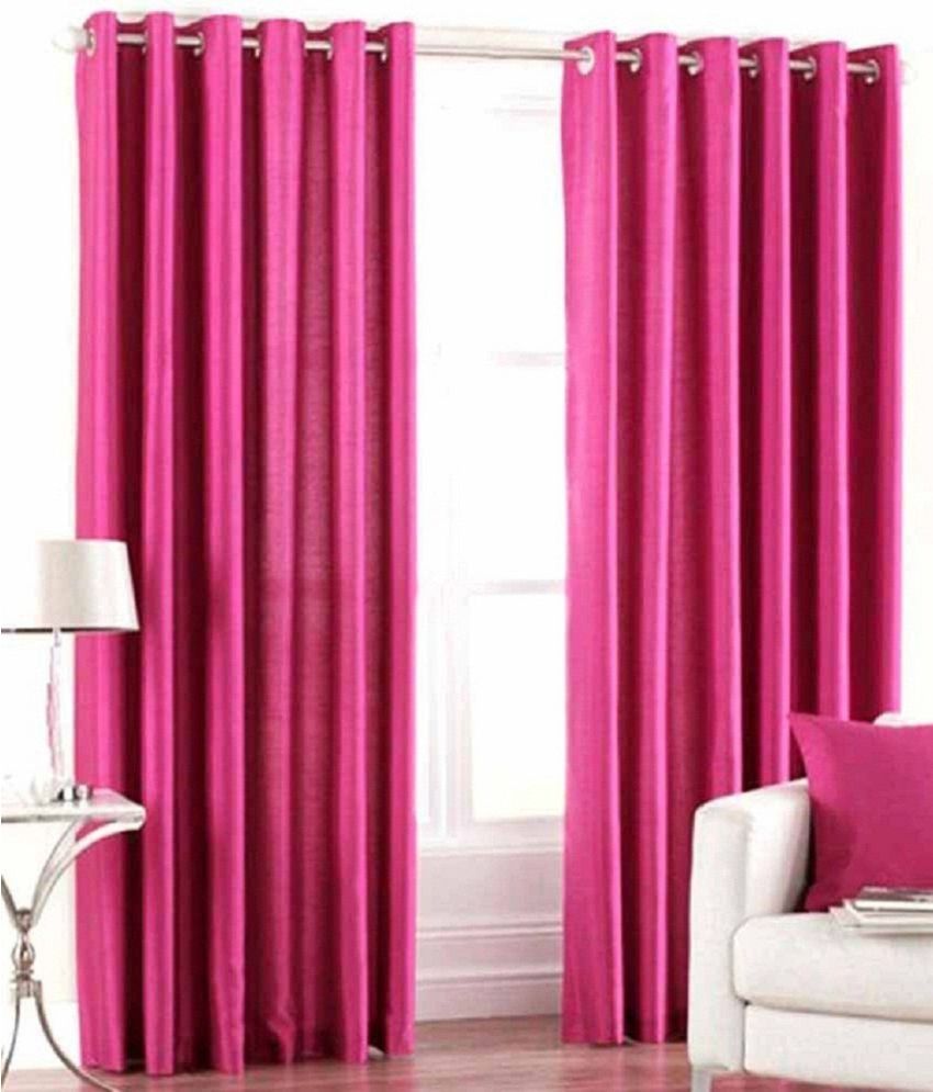     			N2C Home Solid Semi-Transparent Eyelet Curtain 9 ft ( Pack of 2 ) - Pink