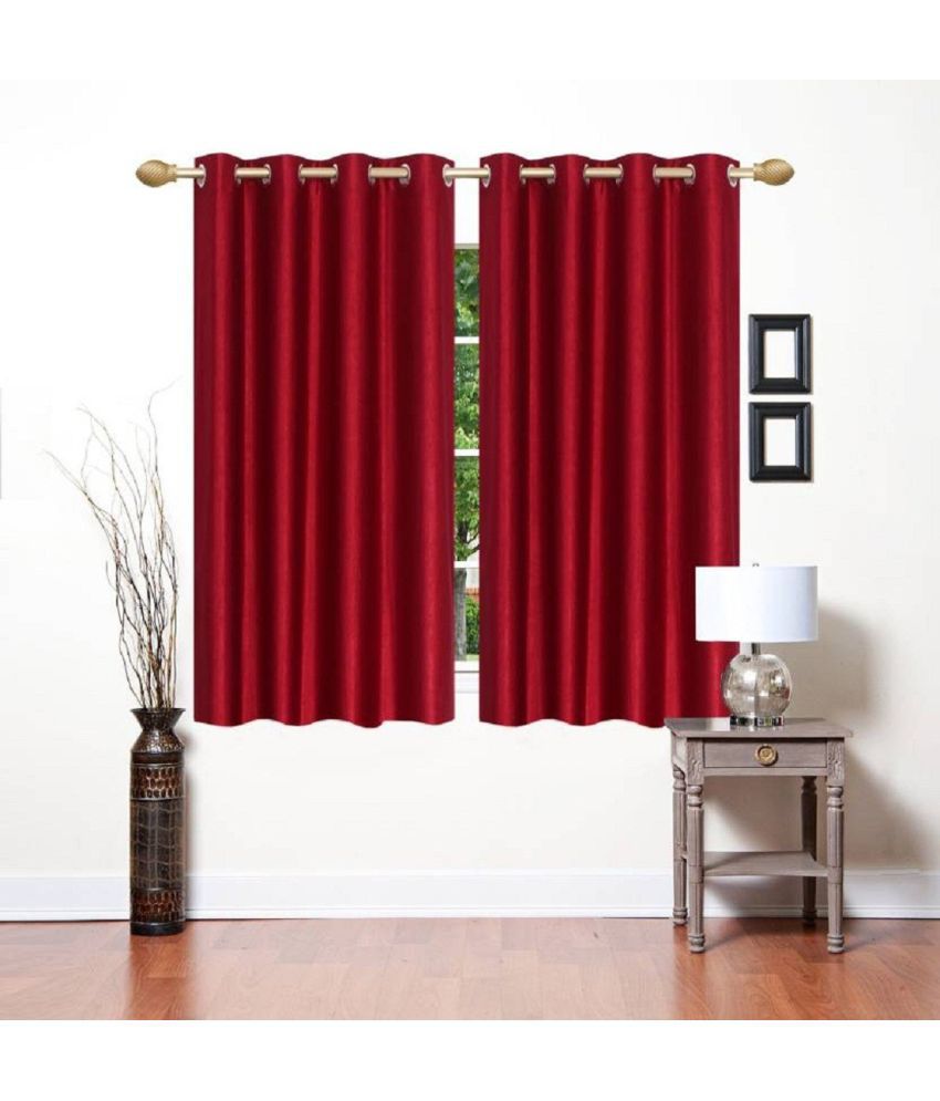     			N2C Home Solid Semi-Transparent Eyelet Curtain 5 ft ( Pack of 2 ) - Maroon