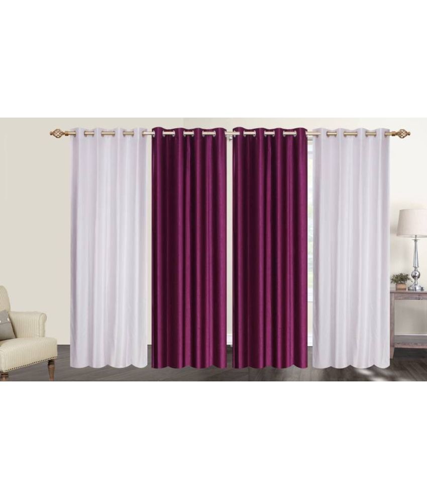     			N2C Home Solid Semi-Transparent Eyelet Curtain 5 ft ( Pack of 4 ) - Multicolor
